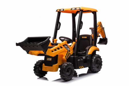 Masinute electrice - Tractoras electric pentru copii JCB, 70W, 12V, incarcator si cupa manuala, galben