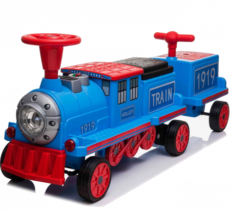 Special Ride on vehicles - Electric ride-on train, additional wagon for 3 children SX1919, 180W, EVA wheels, music player, blue