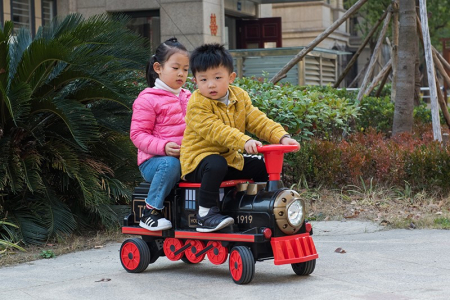 Electric ride-on train, additional wagon for 3 children SX1919, 180W, EVA wheels, music player, red [7]
