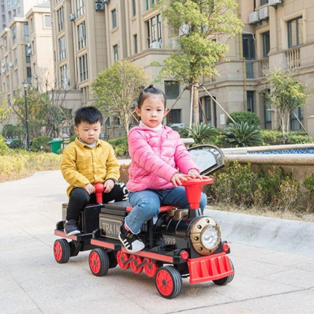 Electric ride-on train, additional wagon for 3 children SX1919, 180W, EVA wheels, music player, red [3]
