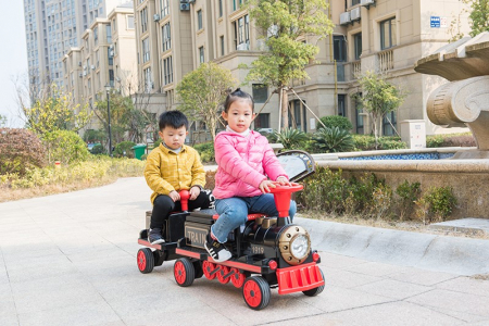 Electric ride-on train, additional wagon for 3 children SX1919, 180W, EVA wheels, music player, red [5]