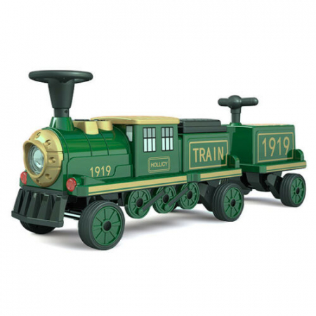 Electric Ride-On cars - Electric ride-on train, additional wagon for 3 children SX1919, 180W, EVA wheels, music player, green