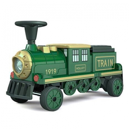 Electric ride on train SX1919 for 2 children, removable 12V battery, 90W, soft wheels, music player, green [1]