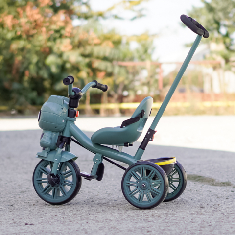 3-in-1 Spider Tricycle with Parent Handle for Kids, EVA Wheels, Pedals, Safety Belt, Storage Compartment, green [5]