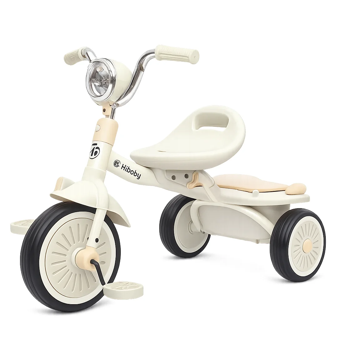 Trotinete & Biciclete Electrice - Tricicleta cu pedale pentru copii 2-4 ani, roti moi EVA, pliabila, bej