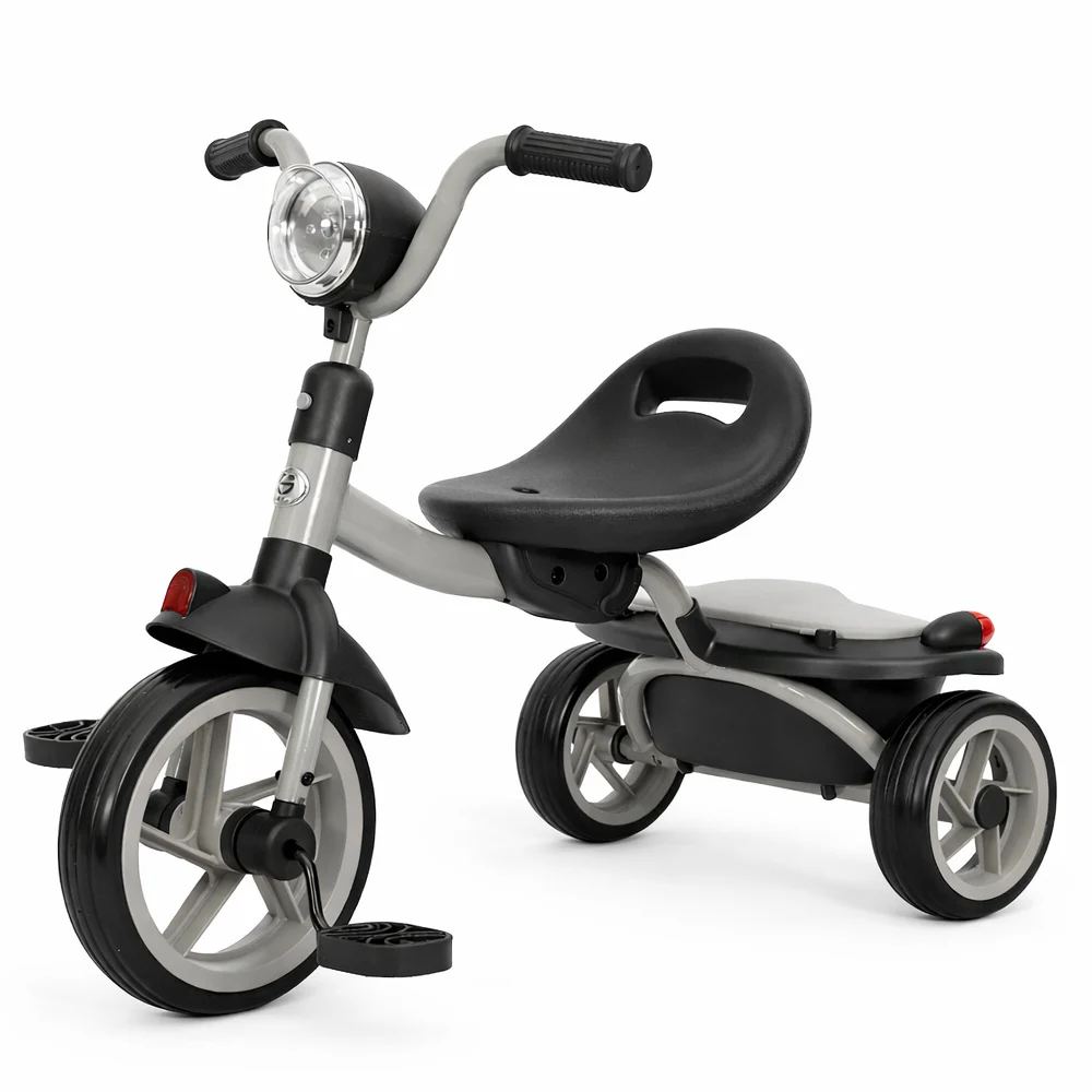 Trotinete & Biciclete Electrice - Tricicleta cu pedale pentru copii 2-4 ani, roti moi EVA, pliabila, neagra