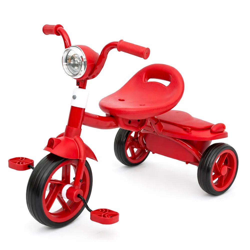 Trotinete & Biciclete Electrice - Tricicleta cu pedale pentru copii 2-4 ani, roti moi EVA, pliabila, rosie