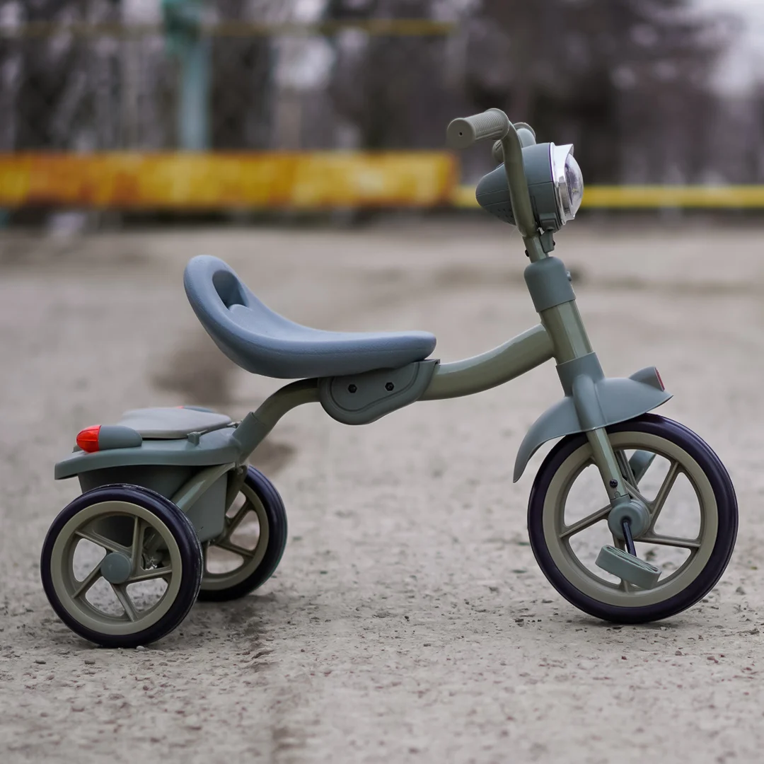 Tricicleta cu pedale pentru copii 2-4 ani, roti moi EVA, pliabila, verde [2]