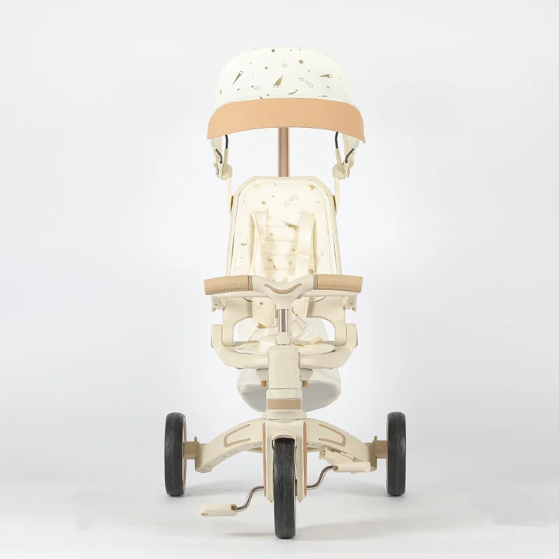 4-in-1 Multifunctional Tricycle for Toddlers, Ages 1–3, Foldable & Adjustable, Soft Wheels, Safety Belt, Detachable Push Handle, White [5]