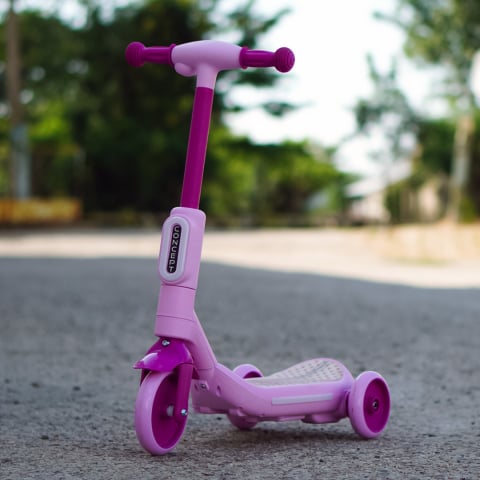 Electric scooter with lights for children, 3 wheels, stable, Aquamist, 30W, 6V 4.5Ah, pink [1]