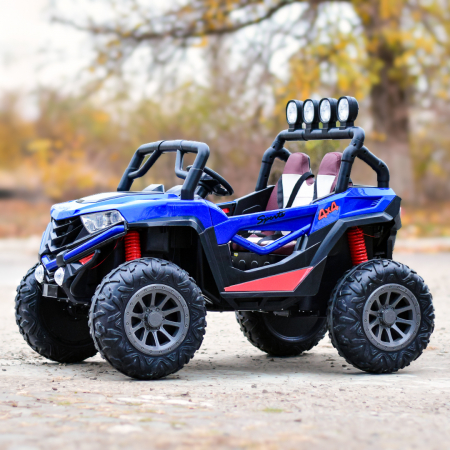 UTV electric 4x4, pentru 2 copii, RZR1000 180W 12V, premium, albastru [4]