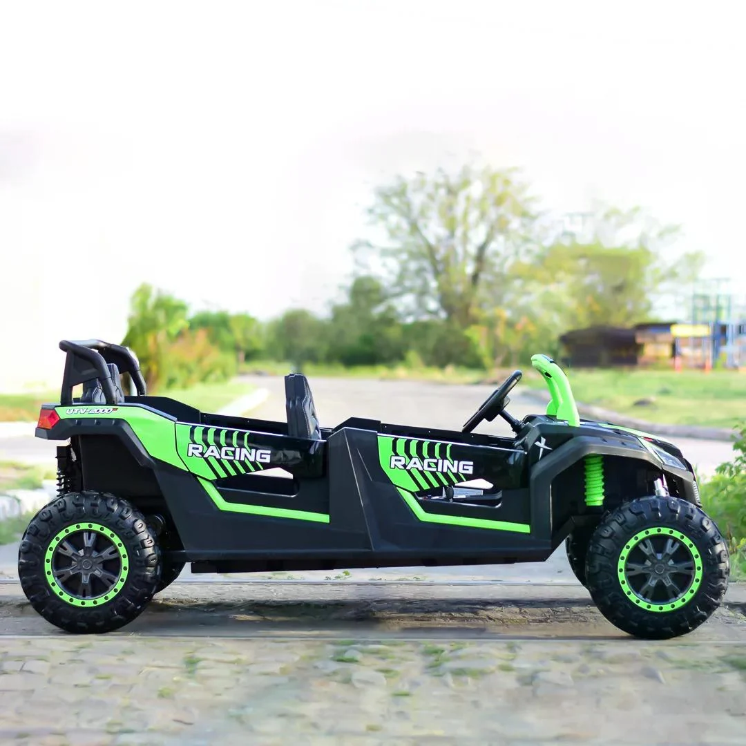 UTV electric copii, 4 locuri, Racing 600W, 24V 20Ah, roti moi EVA, scaun tapitat, verde [5]