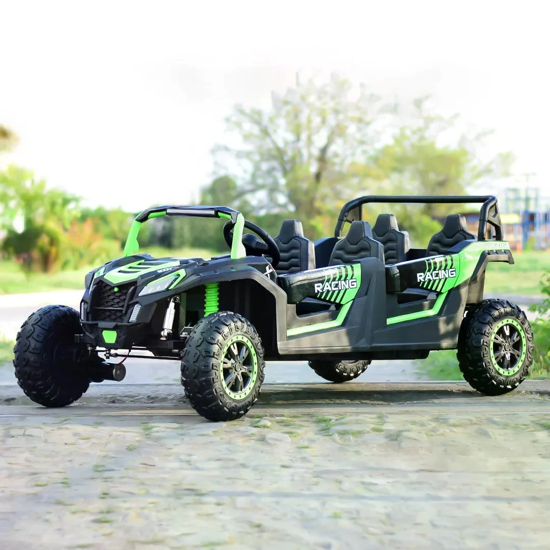UTV electric copii, 4 locuri, Racing 600W, 24V 20Ah, roti moi EVA, scaun tapitat, verde [1]