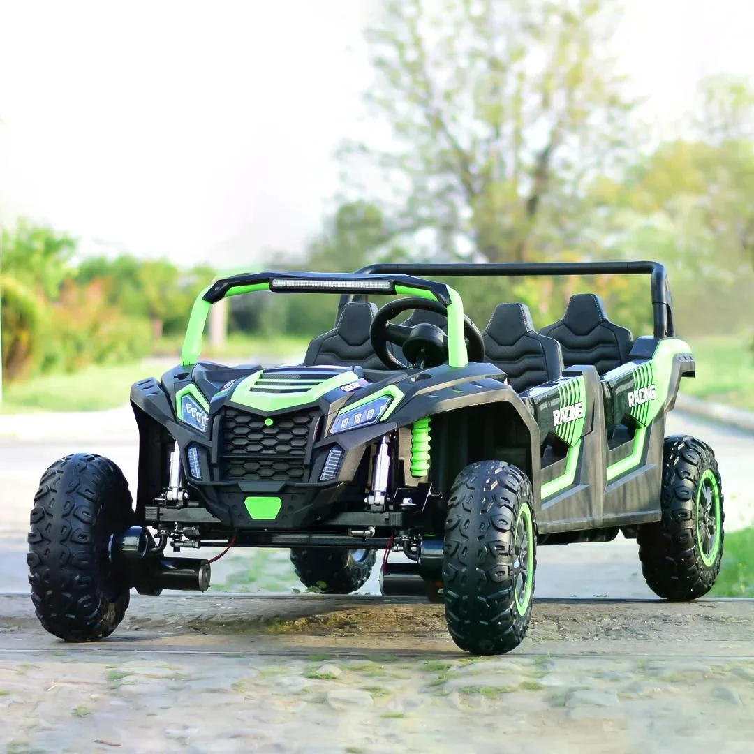 UTV electric copii, 4 locuri, Racing 600W, 24V 20Ah, roti moi EVA, scaun tapitat, verde [7]