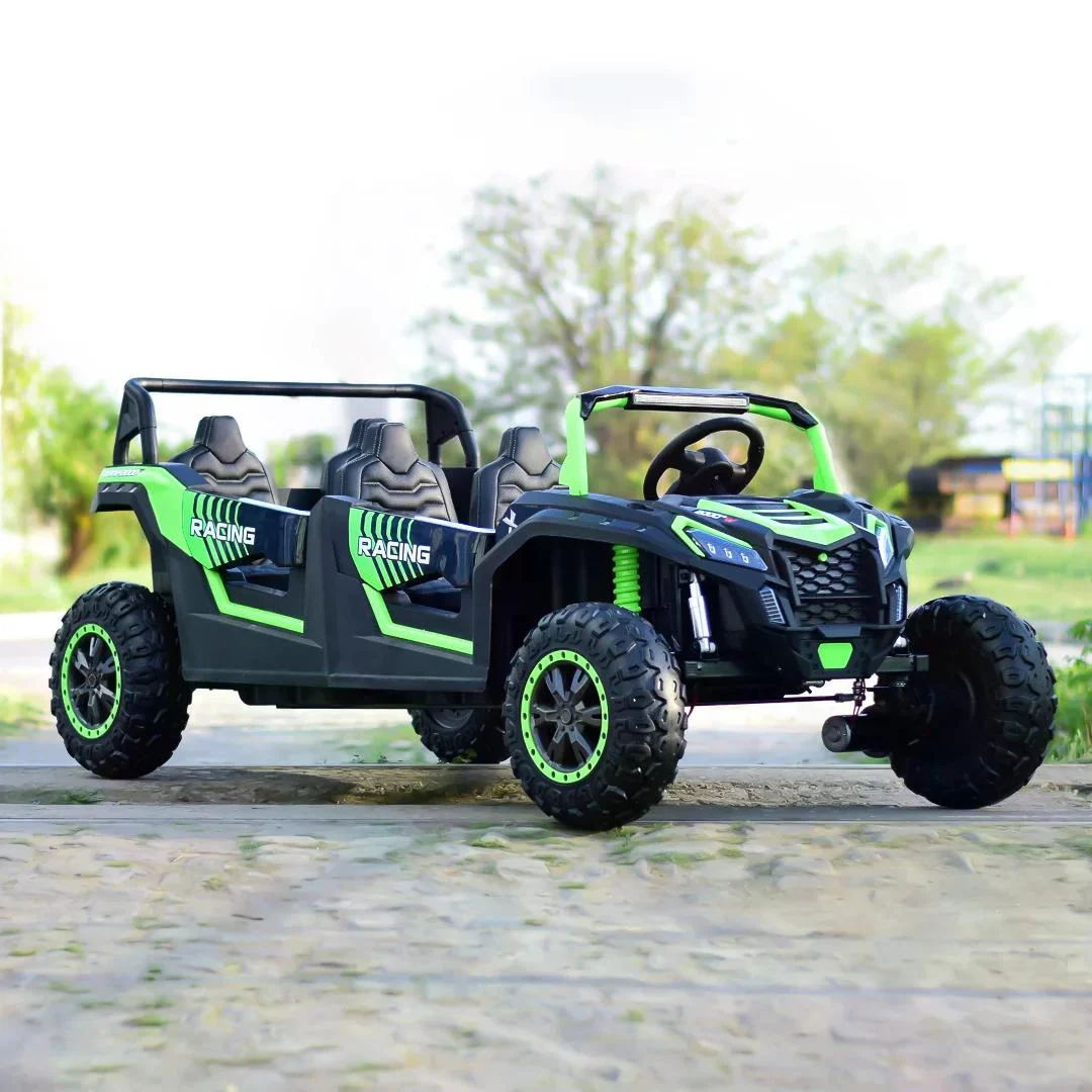 UTV electric copii, 4 locuri, Racing 600W, 24V 20Ah, roti moi EVA, scaun tapitat, verde [2]