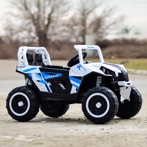 Children's electric UTV RSR, with music player, 4x4 120W 12V 7Ah, standard equipment, white-blue [4]