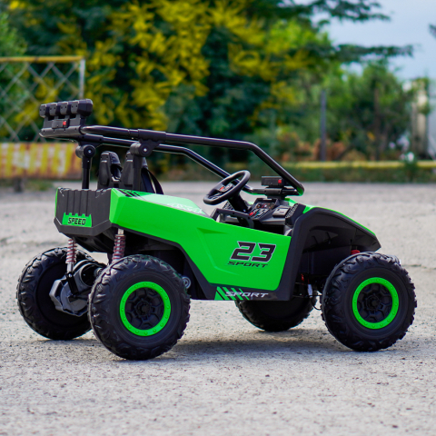 Vector V2 Dune-Buggy Electric UTV for 2 Children, 220W, 12V, EVA Wheels, Eco-Leather Seat, Premium Edition, Green [6]