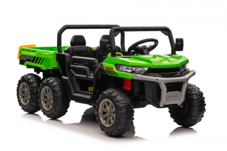 UTV electric pentru 2 copii Farm Tractor, 6x6 180W, 12V cu scaun tapitat, verde [7]