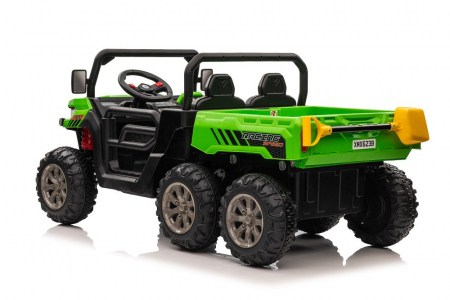 UTV electric pentru 2 copii Farm Tractor, 6x6 180W, 12V cu scaun tapitat, verde [4]