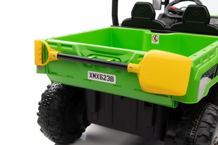 UTV electric pentru 2 copii Farm Tractor, 6x6 180W, 12V cu scaun tapitat, verde [13]