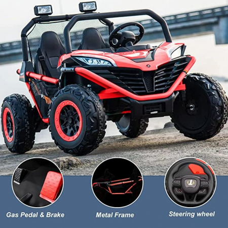 UTV electric pentru copii cu 2 locuri, model Dune-Buggy, 400W, 24V, premium, rosu [3]