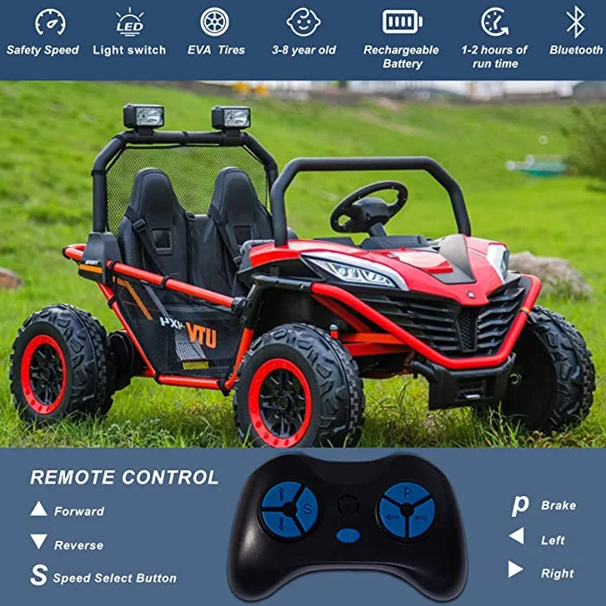 UTV electric pentru copii cu 2 locuri, model Dune-Buggy, 400W, 24V, premium, rosu [1]