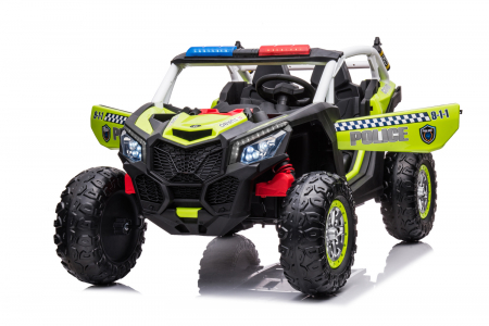 UTV electric copii de Politie XB2118, 4x4, 220W, 12V, scaun tapitat cu 2 locuri, bluetooth, verde [5]
