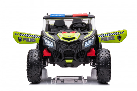UTV electric copii de Politie XB2118, 4x4, 220W, 12V, scaun tapitat cu 2 locuri, bluetooth, verde [4]