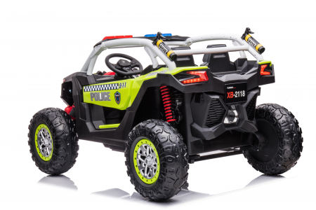 UTV electric copii de Politie XB2118, 4x4, 220W, 12V, scaun tapitat cu 2 locuri, bluetooth, verde [9]