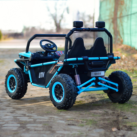 UTV electric pentru copii Dune-Buggy, 2 locuri, 300W, 24V, roti MOI, albastru [6]