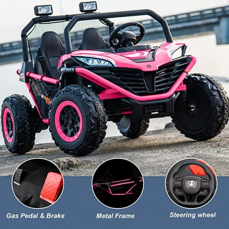 Ride-on electric UTV for children Dune-Buggy, 2 seats, 200W, 12V, EVA wheels, rose-red [18]