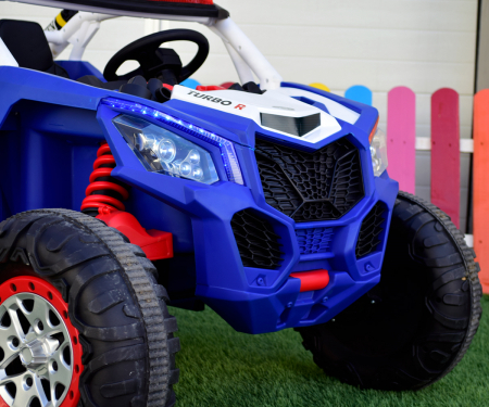 UTV electric copii de Politie XB2118, 4x4, 220W, 12V, scaun tapitat cu 2 locuri, bluetooth, albastru [12]