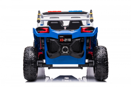 UTV electric copii de Politie XB2118, 4x4, 220W, 12V, scaun tapitat cu 2 locuri, bluetooth, albastru [14]