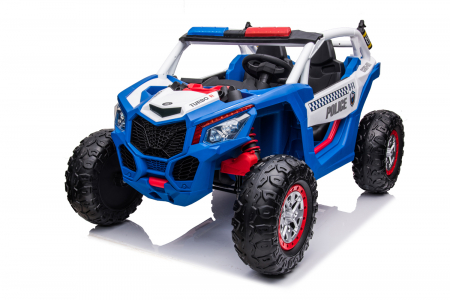 UTV electric copii de Politie XB2118, 4x4, 220W, 12V, scaun tapitat cu 2 locuri, bluetooth, albastru [1]