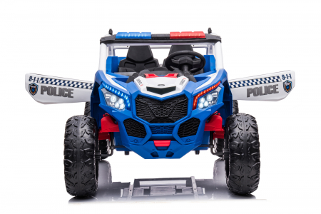 UTV electric copii de Politie XB2118, 4x4, 220W, 12V, scaun tapitat cu 2 locuri, bluetooth, albastru [6]