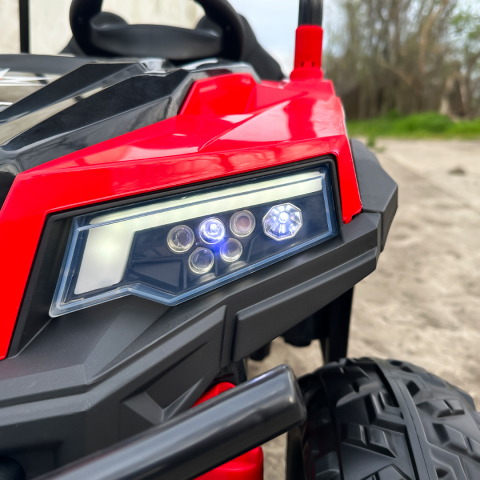 UTV electric pt 2 copii, bluetooth, roti EVA, scaun tapitat, 180W, 12V, premium, rosu [15]