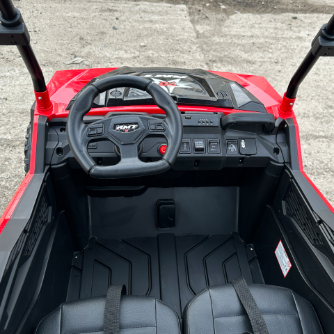 UTV electric pt 2 copii, bluetooth, roti EVA, scaun tapitat, 180W, 12V, premium, rosu [11]