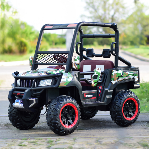 Electric ride-on UTV Super-Carrier for kids, 4x4, 2 seats, 140W, 12V, premium, camouflage green [4]