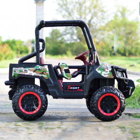 Electric ride-on UTV Super-Carrier for kids, 4x4, 2 seats, 140W, 12V, premium, camouflage green [9]