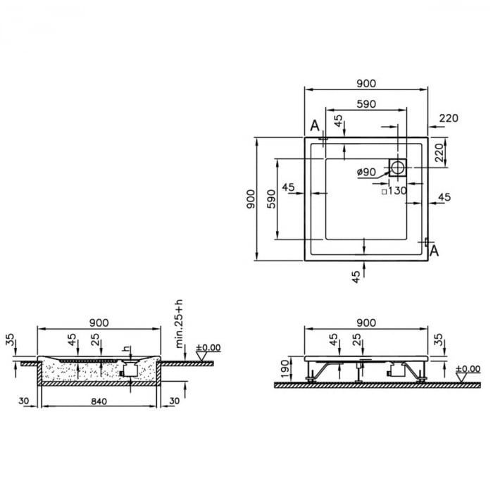 90x90cm, patrat, flat | 58700001000 [2]