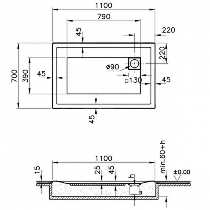 110x70cm, rectangulara zero surface | 57390001000 [2]