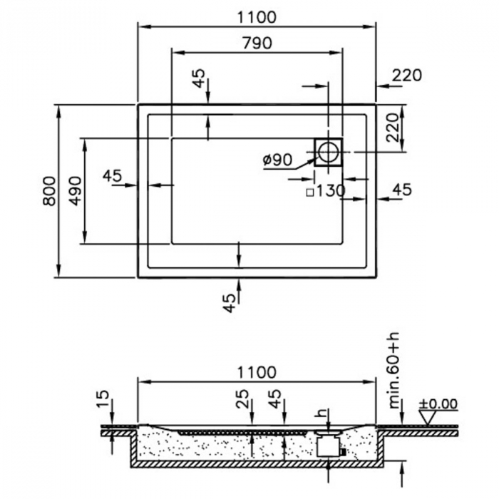 110x80cm, rectangulara zero to surface | 57590001000 [2]