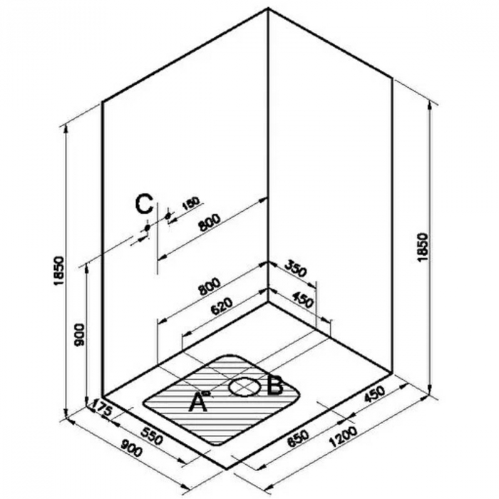 120x090cm, stanga, u wall, leg | 64971104000 [2]