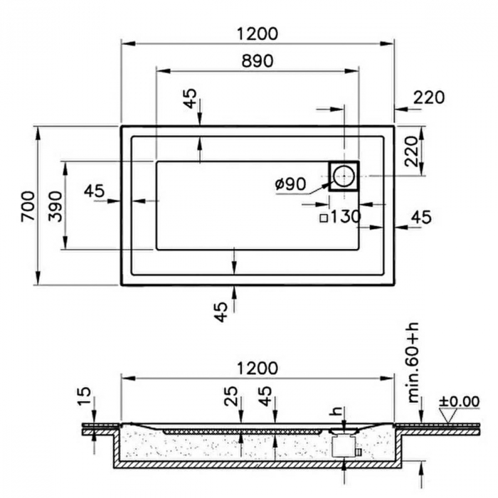 120x70cm, rectangulara zero surface | 57400001000 [2]