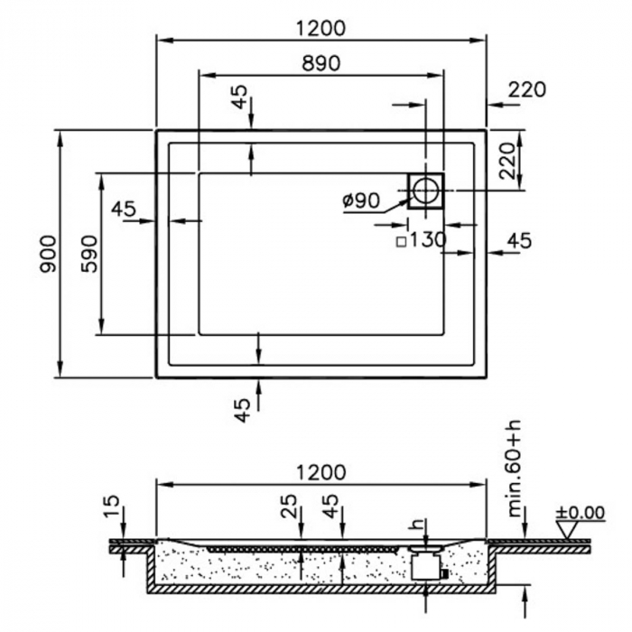 120x90cm, rectangulara zero surface | 58530001000 [2]
