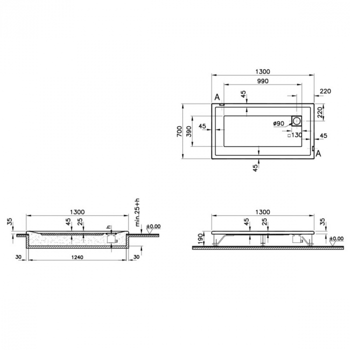 130x70cm, rectangulara flat | 54990001000 [2]