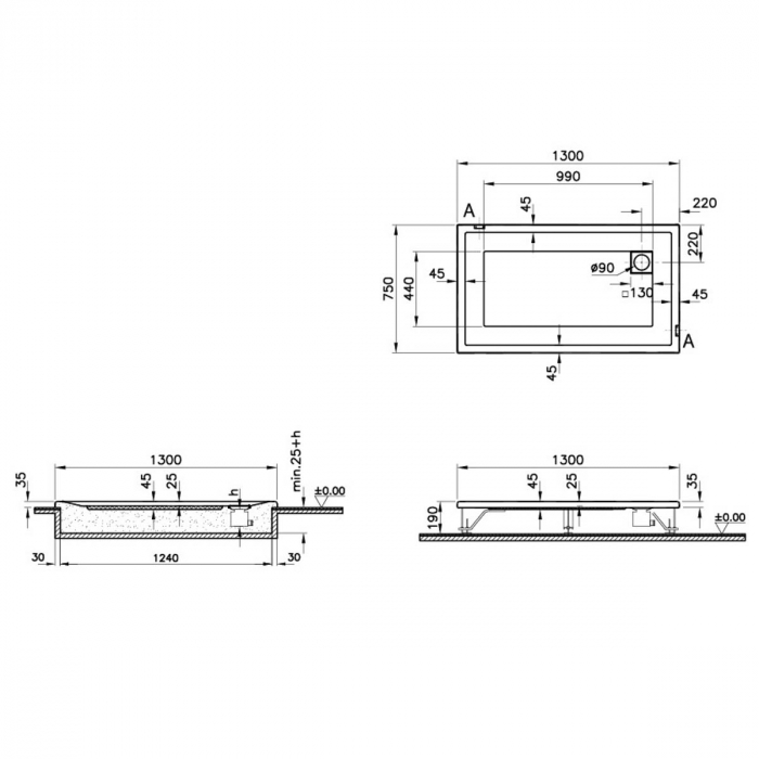 130x75cm, rectangulara flat | 57130001000 [2]