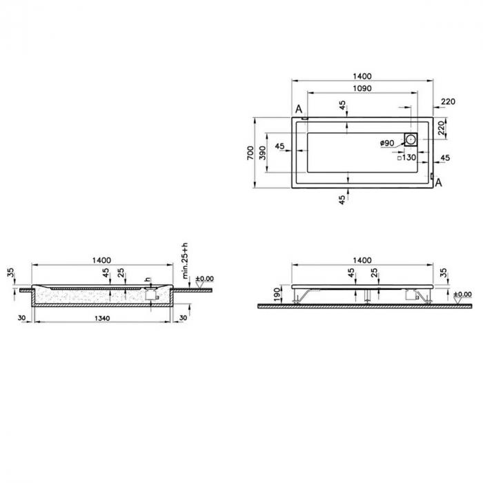 140x70cm, rectangulara flat | 55000001000 [2]