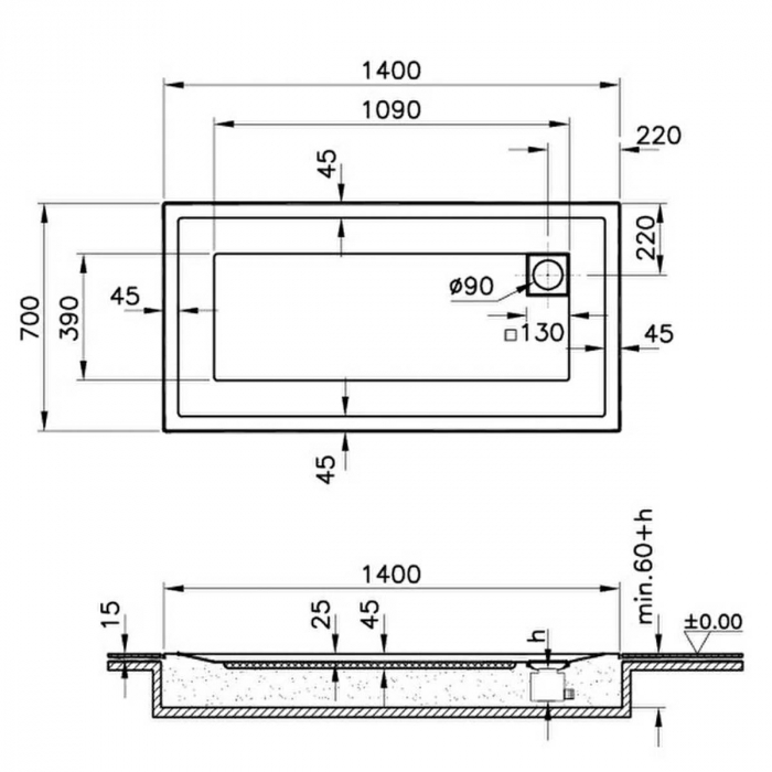 140x70cm, rectangulara zero surface | 57420001000 [2]