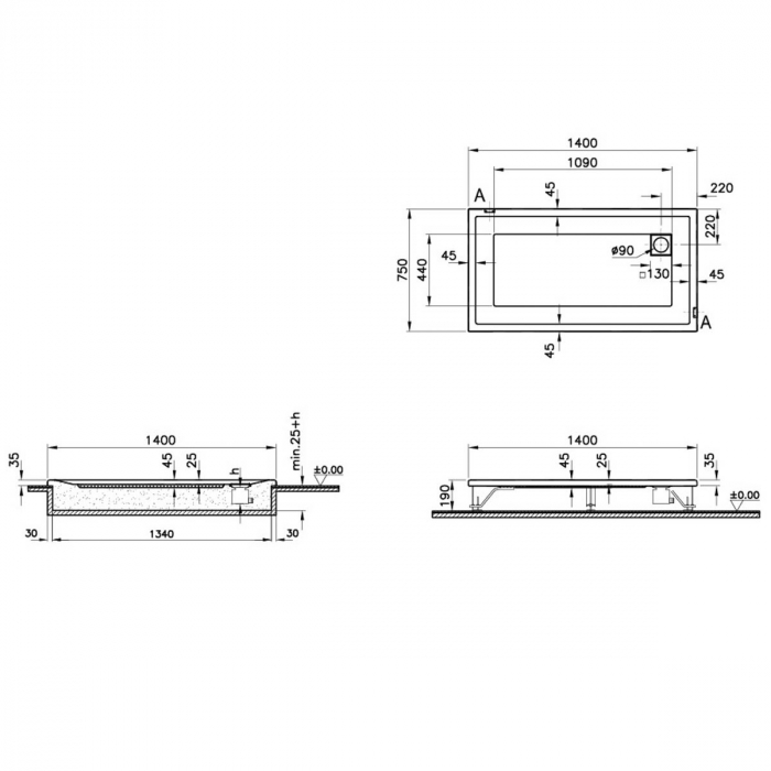 140x75cm, rectangulara flat | 57150001000 [2]